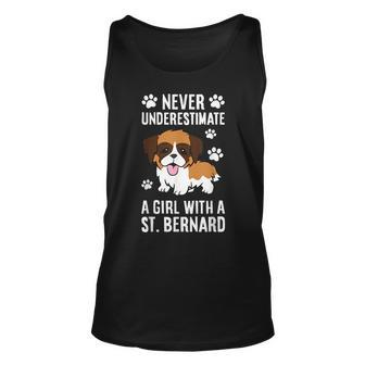 Never Underestimate A Girl With A Saint Bernard Unisex Tank Top - Seseable