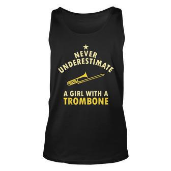 Never Underestimate A Girl With A Trombone Trombonist Youth Unisex Tank Top | Mazezy