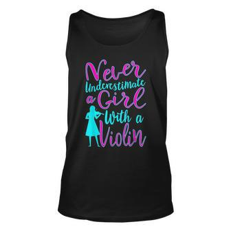 Never Underestimate A Girl With A Violin Cool Gift Unisex Tank Top - Seseable
