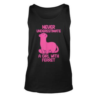 Never Underestimate A Girl With Ferret Funny Quote Saying Unisex Tank Top | Mazezy