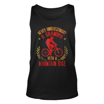 Never Underestimate A Grandpa With A Mountain Bike Unisex Tank Top - Seseable