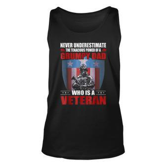 Never Underestimate A Grumpy Dad Who Is A Veteran Unisex Tank Top - Seseable