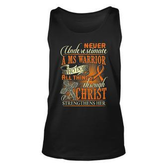 Never Underestimate A Ms Warrior Who Does All Things Through Unisex Tank Top - Seseable