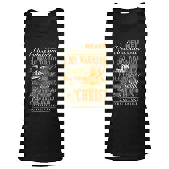 Never Underestimate A Ms Warrior Who Does All Things Through Unisex Tank Top - Seseable