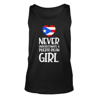 Never Underestimate A Perto Rican Girl Puerto Rican Roots Unisex Tank Top - Seseable