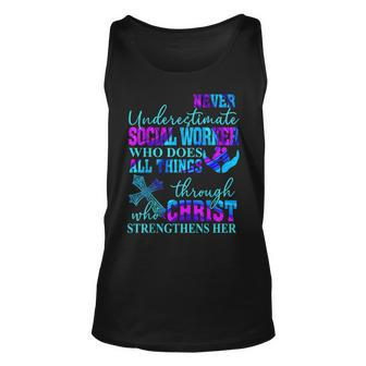 Never Underestimate A Social Worker Who Does All Things Unisex Tank Top | Mazezy
