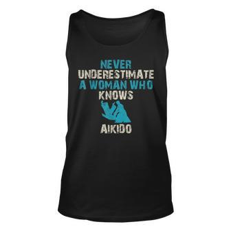 Never Underestimate A Woman Who Knows Aikido Quote Funny Unisex Tank Top - Seseable