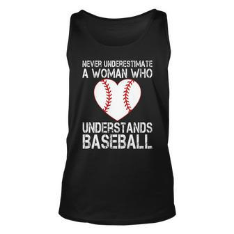 Never Underestimate A Woman Who Understands Baseball Unisex Tank Top - Seseable