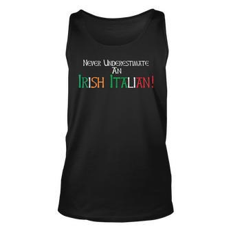 Never Underestimate An Irish Italian | Ethnic Pride Unisex Tank Top - Seseable