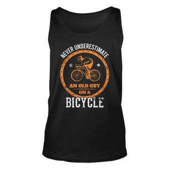 Never Underestimate An Old Guy On A Bicycle Cycling Biking Unisex Tank Top - Seseable