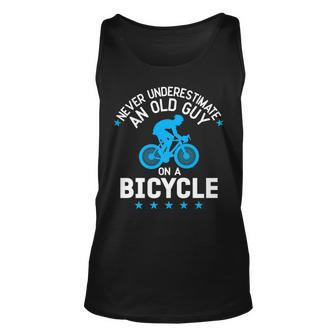 Never Underestimate An Old Guy On A Bicycle Gift For Mens Unisex Tank Top - Seseable