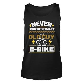 Never Underestimate An Old Guy On An Ebike Electric Bicycle Unisex Tank Top - Seseable