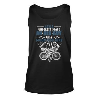 Never Underestimate An Old Guy On Mountain Bike Cycling Gift Unisex Tank Top - Seseable