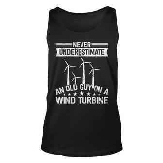 Never Underestimate An Old Guy On Wind Turbine Technician Unisex Tank Top | Mazezy