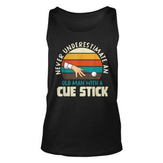 Never Underestimate An Old Man Billiard Ball Pool Cue Lovers Unisex Tank Top - Seseable
