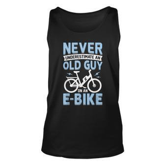 Never Underestimate An Old Man On An Ebike Electric Biking Unisex Tank Top - Seseable