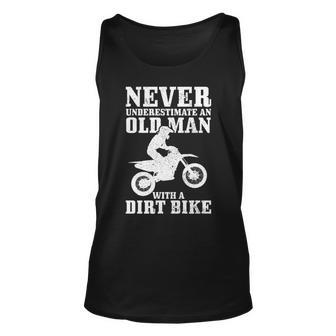 Never Underestimate An Old Man On Dirt Bike Funny Motocross Unisex Tank Top - Seseable