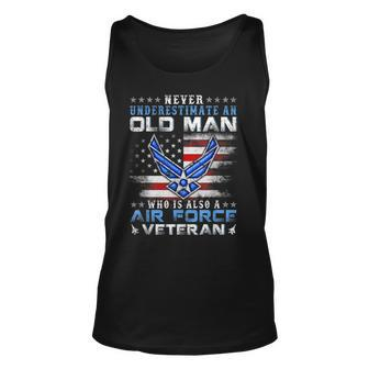 Never Underestimate An Old Man Us Air Force Veteran Vintage Unisex Tank Top - Seseable