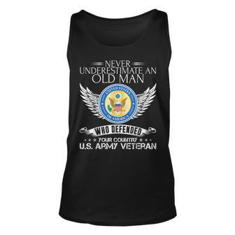 Never Underestimate An Old Man Us Army Veteran Gift Unisex Tank Top | Mazezy