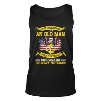 Never Underestimate An Old Man Us Navy Veteran Unisex Tank Top | Mazezy