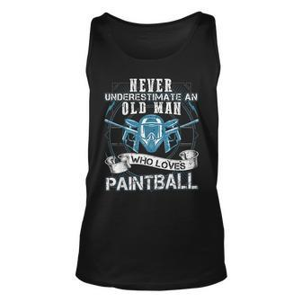 Never Underestimate An Old Man Who Loves Paintball Unisex Tank Top - Seseable