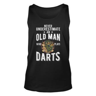 Never Underestimate An Old Man Who Plays Darts Player Unisex Tank Top - Seseable