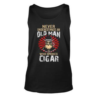 Never Underestimate An Old Man Who Smokes Cigar Unisex Tank Top - Seseable
