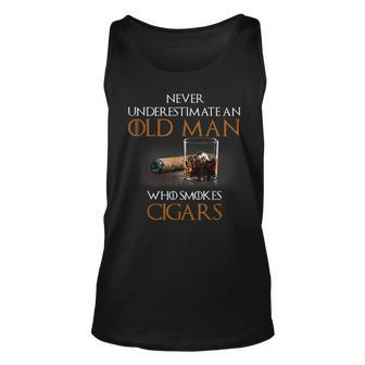 Never Underestimate An Old Man Who Smokes Cigars S Gift For Mens Unisex Tank Top - Seseable