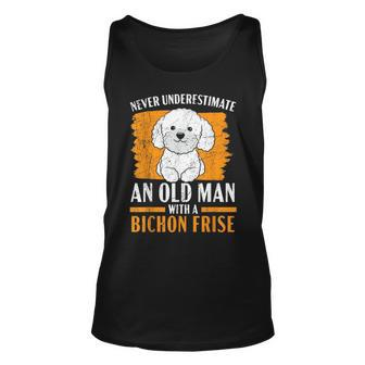 Never Underestimate An Old Man With A Bichon Frise Gift For Mens Unisex Tank Top - Seseable