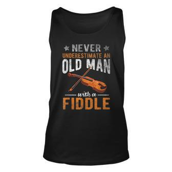Never Underestimate An Old Man With A Fiddle Funny Unisex Tank Top - Seseable