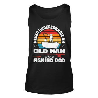 Never Underestimate An Old Man With A Fishing Rod Ice Fish Unisex Tank Top - Seseable