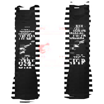 Never Underestimate An Old Man With A Guitar Musician Rock Gift For Mens Unisex Tank Top - Seseable