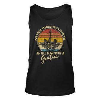 Never Underestimate An Old Man With A Guitar Player Vintage Unisex Tank Top - Seseable