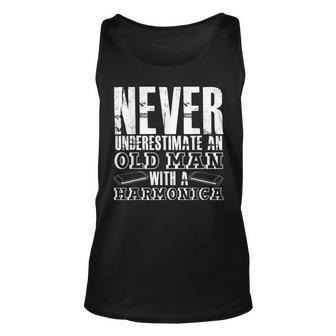 Never Underestimate An Old Man With A Harmonica French Harp Unisex Tank Top - Seseable