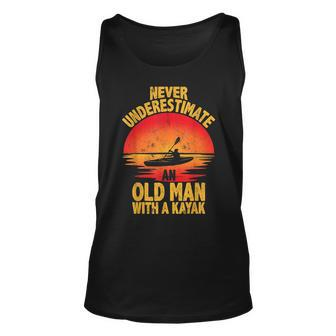 Never Underestimate An Old Man With A Kayak Quote Funny Unisex Tank Top - Seseable