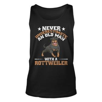 Never Underestimate An Old Man With A Rottweiler Dog Dad Unisex Tank Top - Seseable