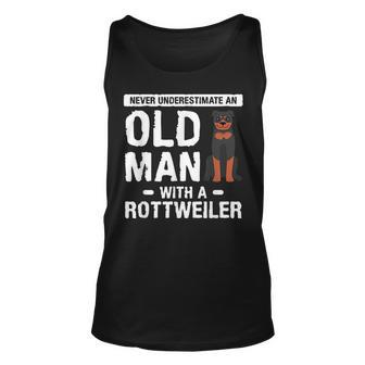 Never Underestimate An Old Man With A Rottweiler Dog Lover Unisex Tank Top - Seseable