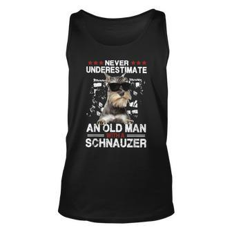 Never Underestimate An Old Man With A Schnauzer Dog Pet Gift Gift For Mens Unisex Tank Top - Seseable