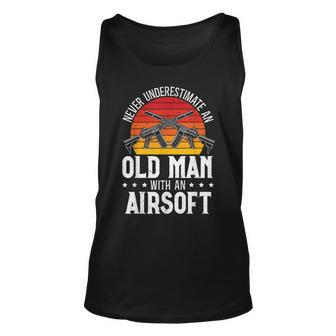 Never Underestimate An Old Man With An Airsoft Tactical Game Unisex Tank Top - Seseable