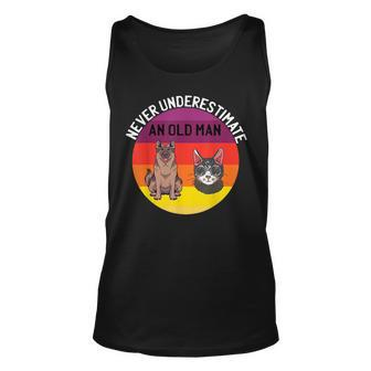 Never Underestimate An Old Man With German Shepherd Cat Gift For Mens Unisex Tank Top - Seseable