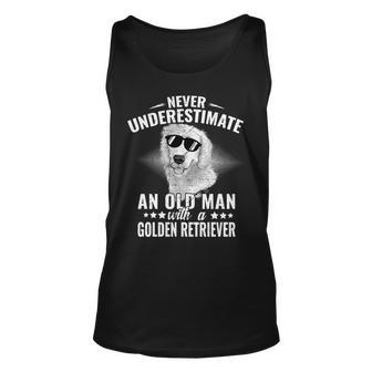 Never Underestimate An Old Man With Golden Retriever Dog Unisex Tank Top - Seseable