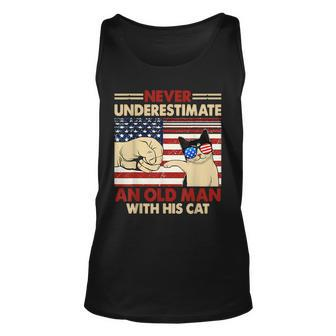 Never Underestimate An Old Man With His Cat Funny Unisex Tank Top - Seseable