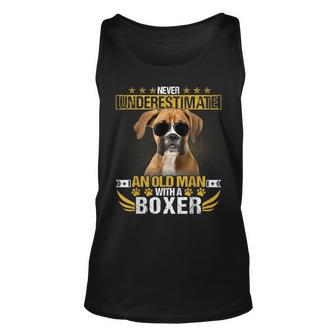 Never Underestimate An Old Man With Picture A Boxer Dog Unisex Tank Top - Seseable