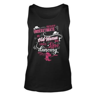 Never Underestimate An Old Woman Who Can Line Dance Lover Unisex Tank Top - Seseable