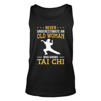 Never Underestimate An Old Woman Who Knows Tai Chi Fight Unisex Tank Top - Seseable