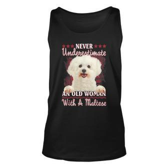 Never Underestimate An Old Woman With A Maltese Unisex Tank Top - Seseable