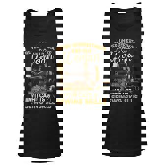 Never Underestimate An Old Woman With Cats And Sewing Skills Unisex Tank Top - Seseable