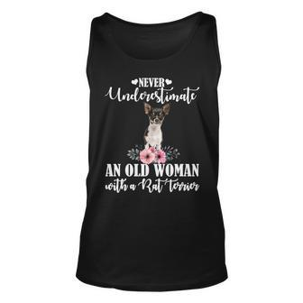 Never Underestimate An Old Woman With Rat Terrier Unisex Tank Top - Seseable