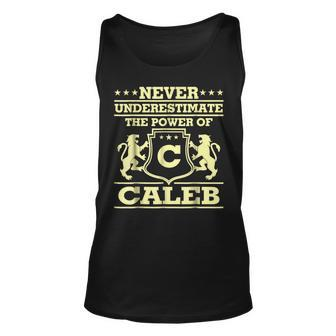 Never Underestimate Caleb Personalized Name Unisex Tank Top - Seseable