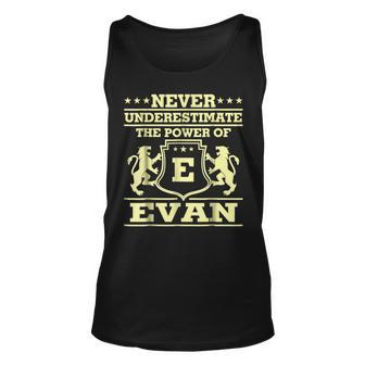Never Underestimate Evan Personalized Name Unisex Tank Top - Seseable
